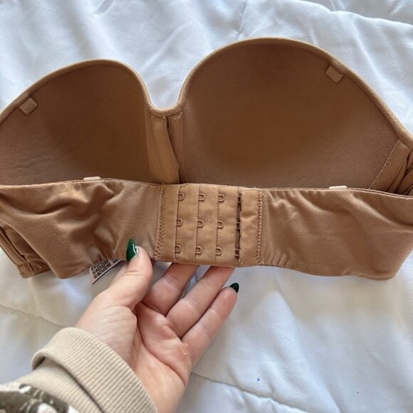 Victoria’s Secret Womens Size 34D Nude Tan Bandeau Bra No Straps Padded - Picture 7 of 9